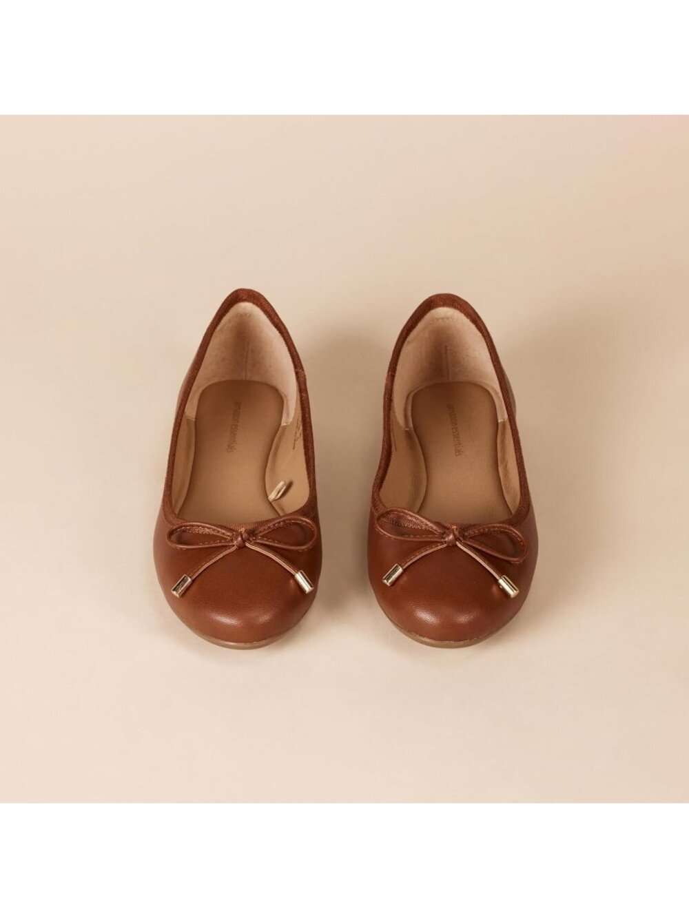 Women's Tan 1/4 Inch Heel Comfortable Round Toe Imported Ballet Flats` - Picture 4 of 5